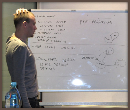 My lecture on game designer's job. The thing on my head is my hand, not a headcrab.
